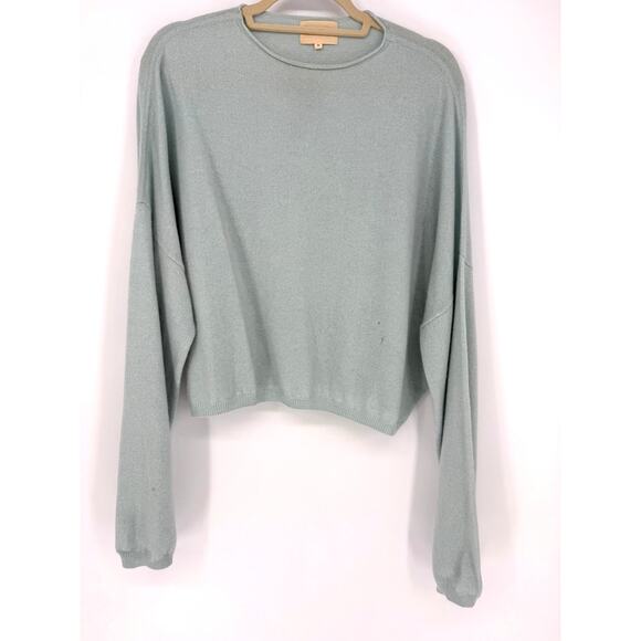 Loulou Studio Cashmere Sweater in Blue Ice Melange Size Medium Oversized Boxy - Picture 2 of 10